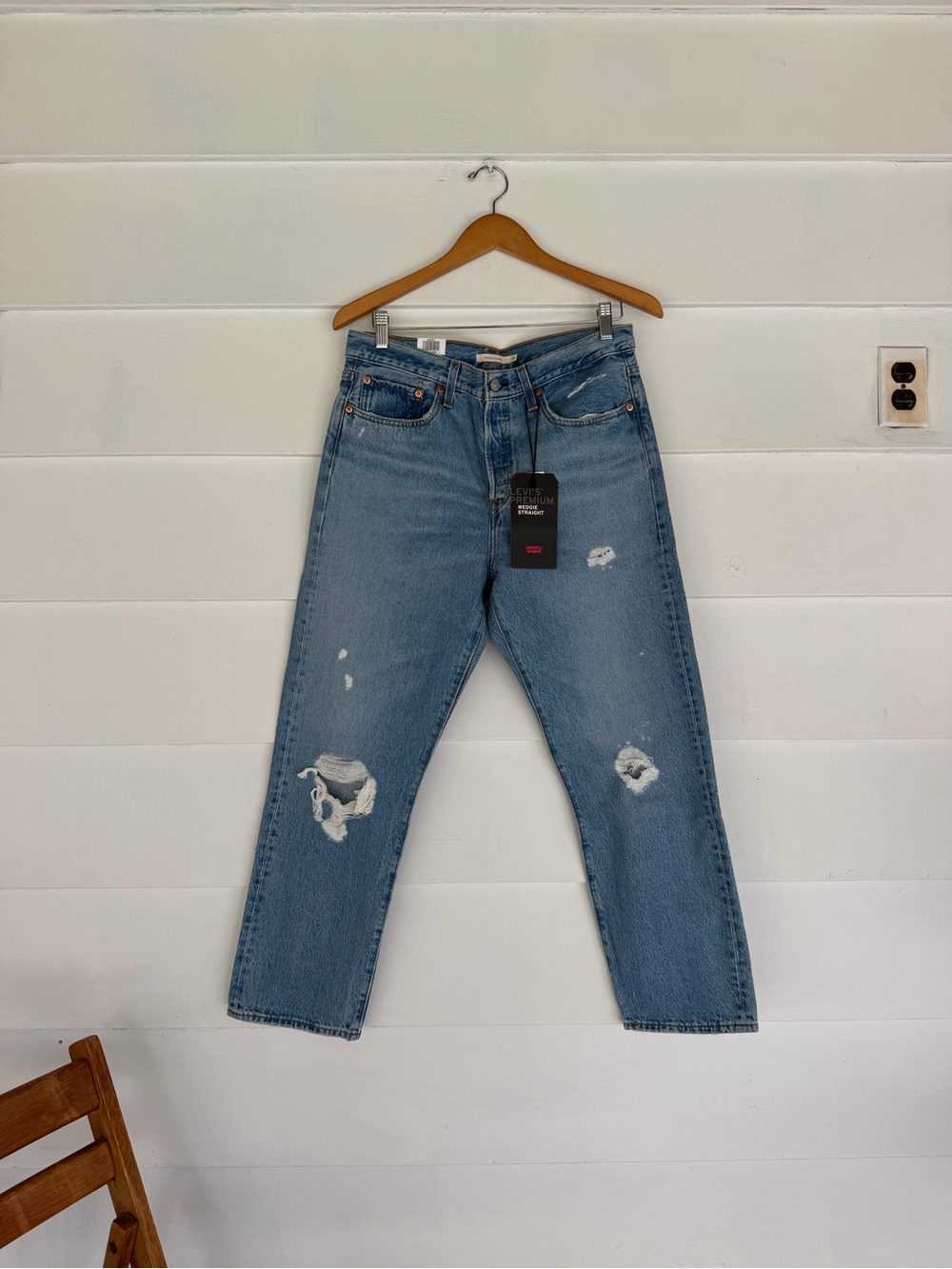 Levi's Light Blue Distressed Wedgie Straight Jeans